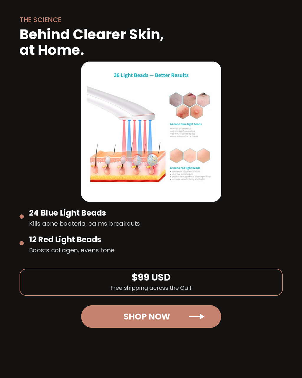 Lumé Clear — Blue & Red LED Light Device